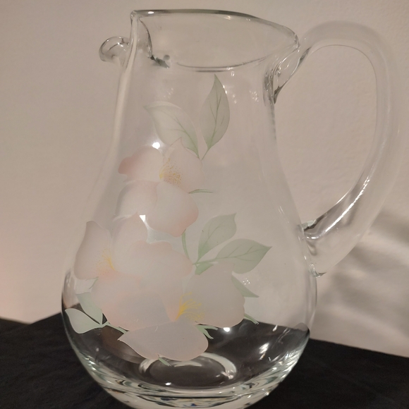 Floral Glass Pitcher - Picture 5 of 7